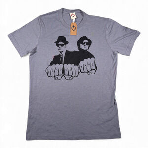 Blues Brothers Shirt Adult LARGE Gray House Blues Music Jake Elwood Belushi Slim